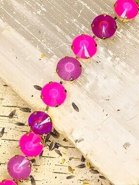 Neon Hot Pink Stardust Crystal In Classic Tennis Bracelet In 18K Gold Plated